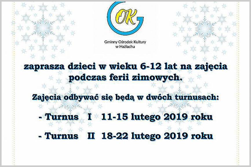 Ferie Zimowe 2019 - GOK Hażlach